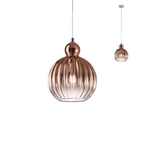 PLUMEN Modern függőlámpa króm rose-gold d: 20 cm, REDO-01-2067