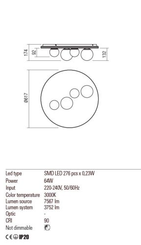 CORUM LED mennyezeti lámpa, modern, REDO 01-2468, fekete, 7567 lm