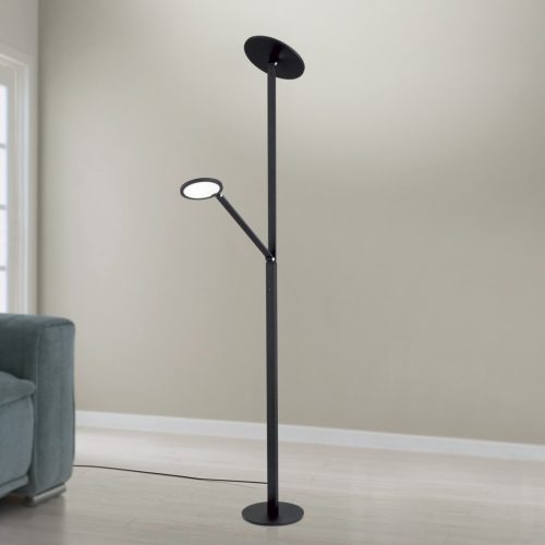 FATI modern állólámpa, Orion-Molecz Stl 12-1290 schwarz (LED 12W+36W/800lm+